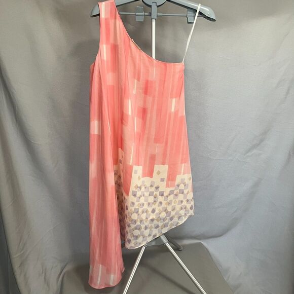 Anthropologie Maeve Avalonne Dress Size 4 One Shoulder Asymmetrical Silk Lined - Picture 2 of 8